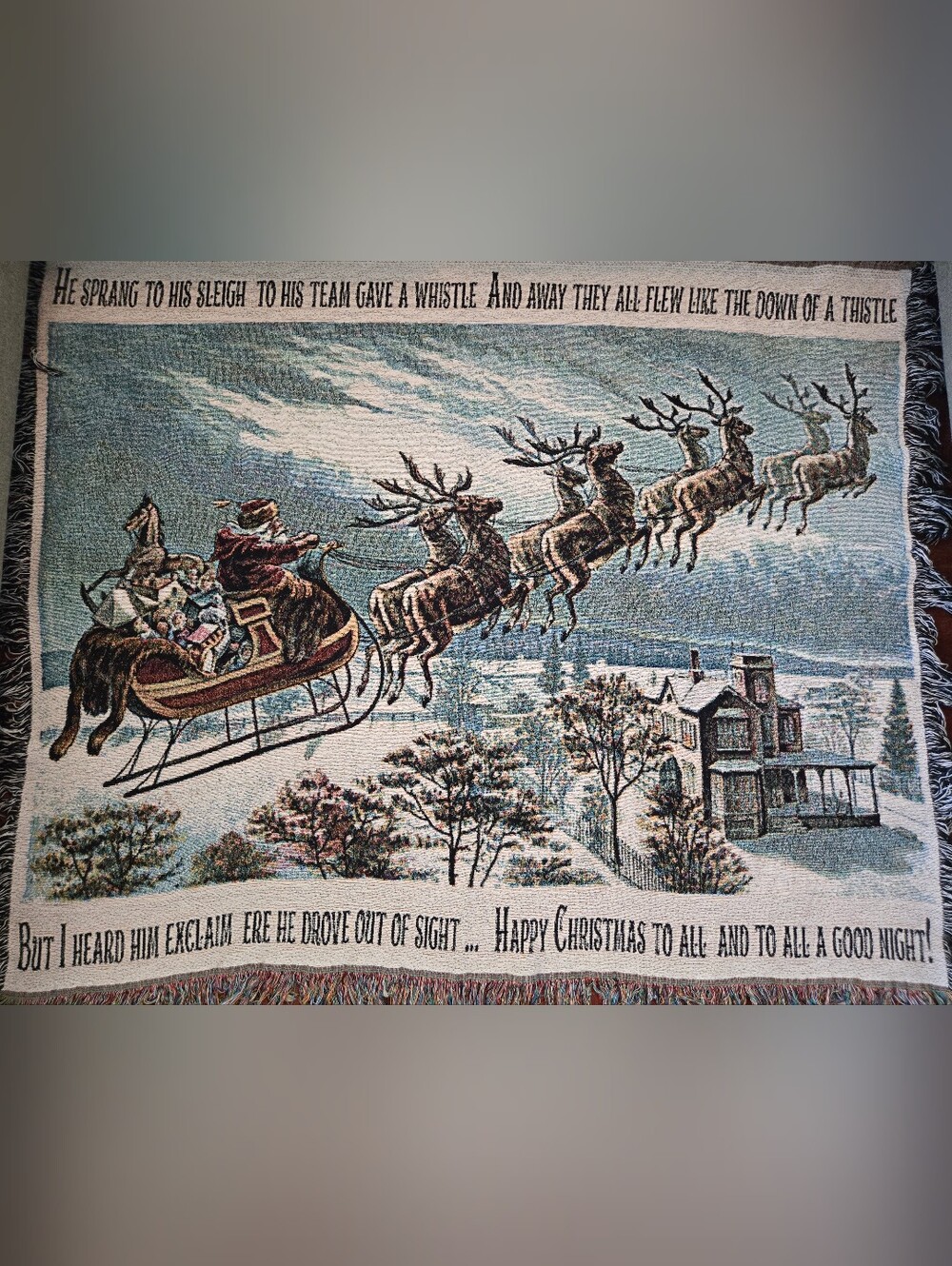 Christmas Santa Woven Throw Blanket